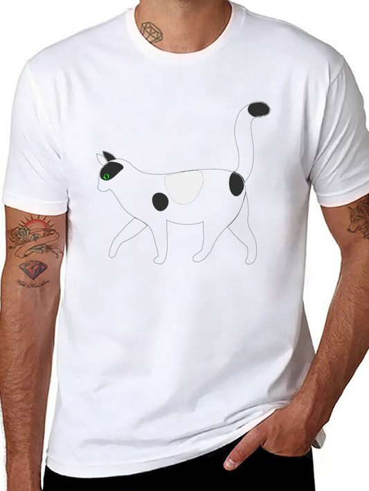 Black T-Shirt with Cat Graphic