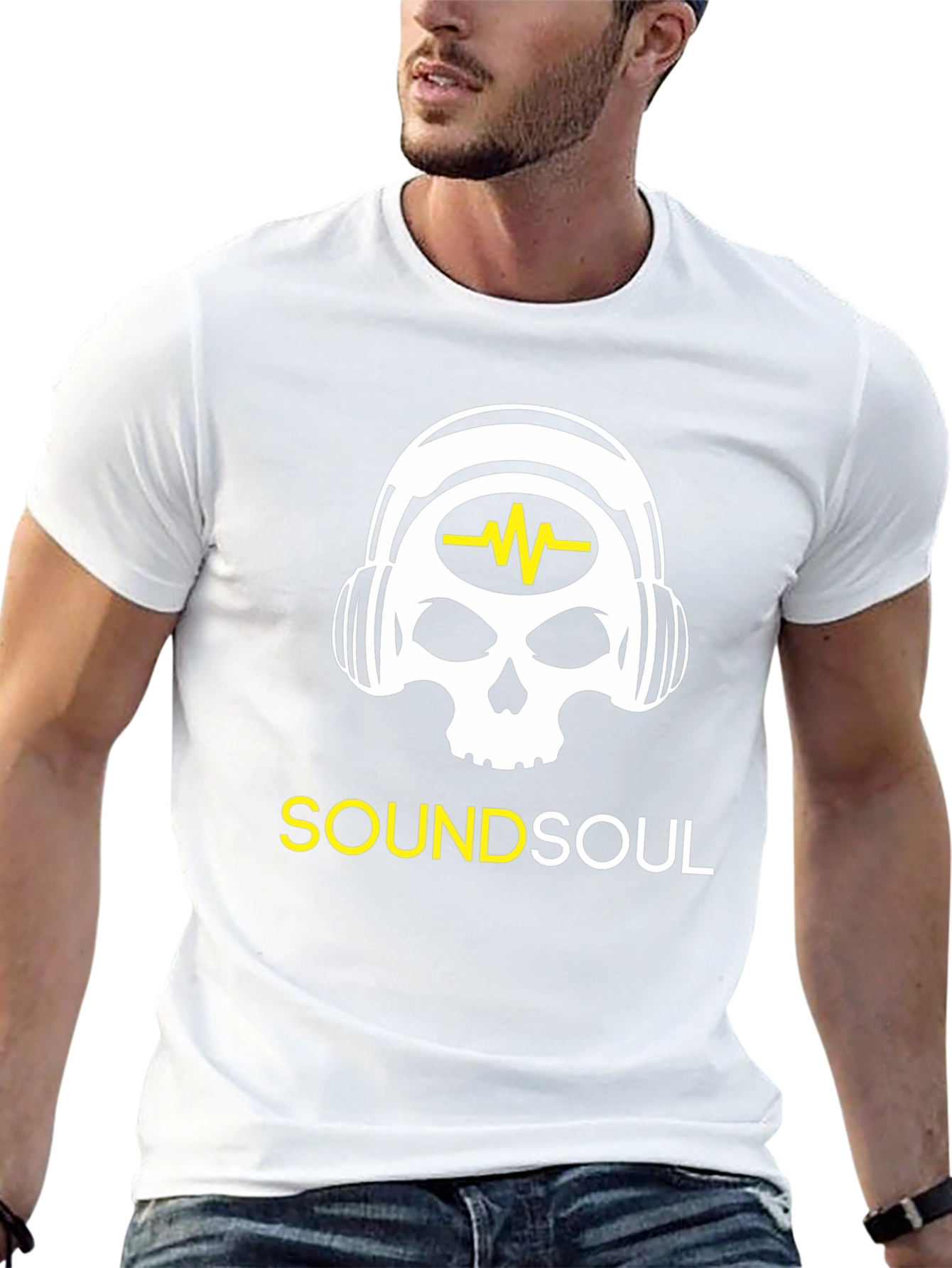 Sound Soul Black T-Shirt - Skull Headphone Design