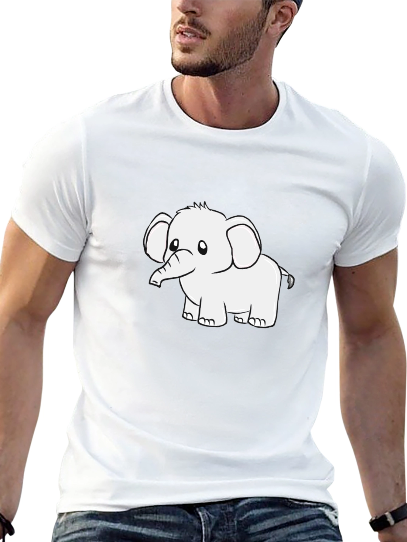 Black Graphic Tee - Cute Elephant Design