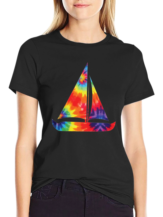 Tie-Dye Sailboat Graphic T-Shirt