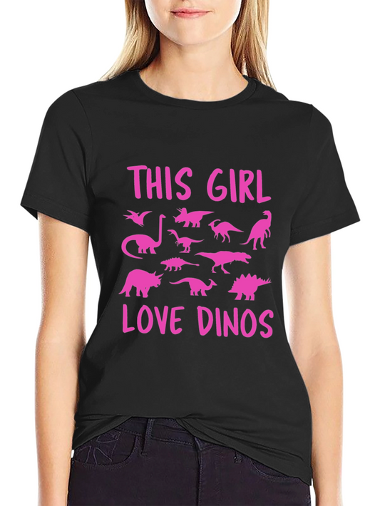 This Girl Love Dinos T-Shirt Black