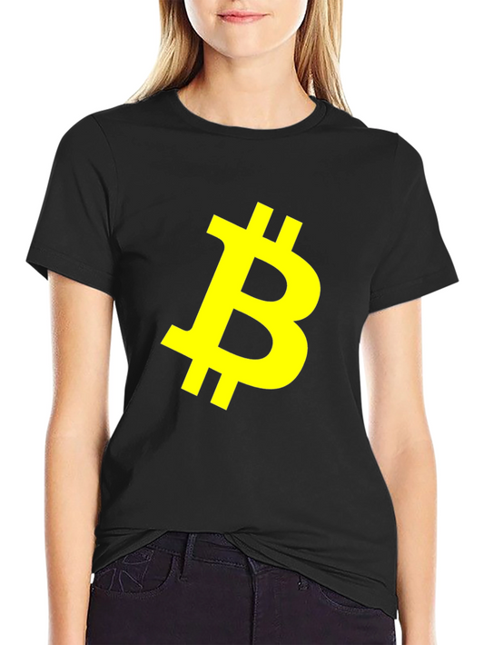 Bitcoin Crypto Yellow Logo Black T-Shirt