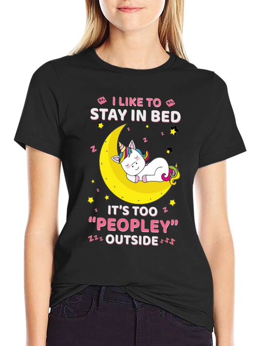 Unicorn Sleeping on Moon T-Shirt - Stay in Bed