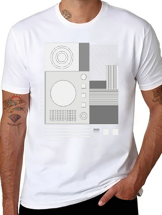 Abstract Graphic Print Crew Neck Tee - Black