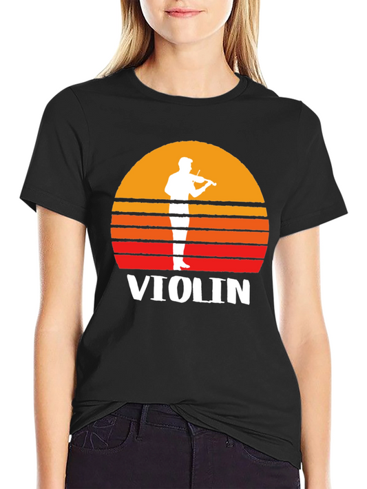 Vintage Violin Sunset T-Shirt - Music Lover Tee