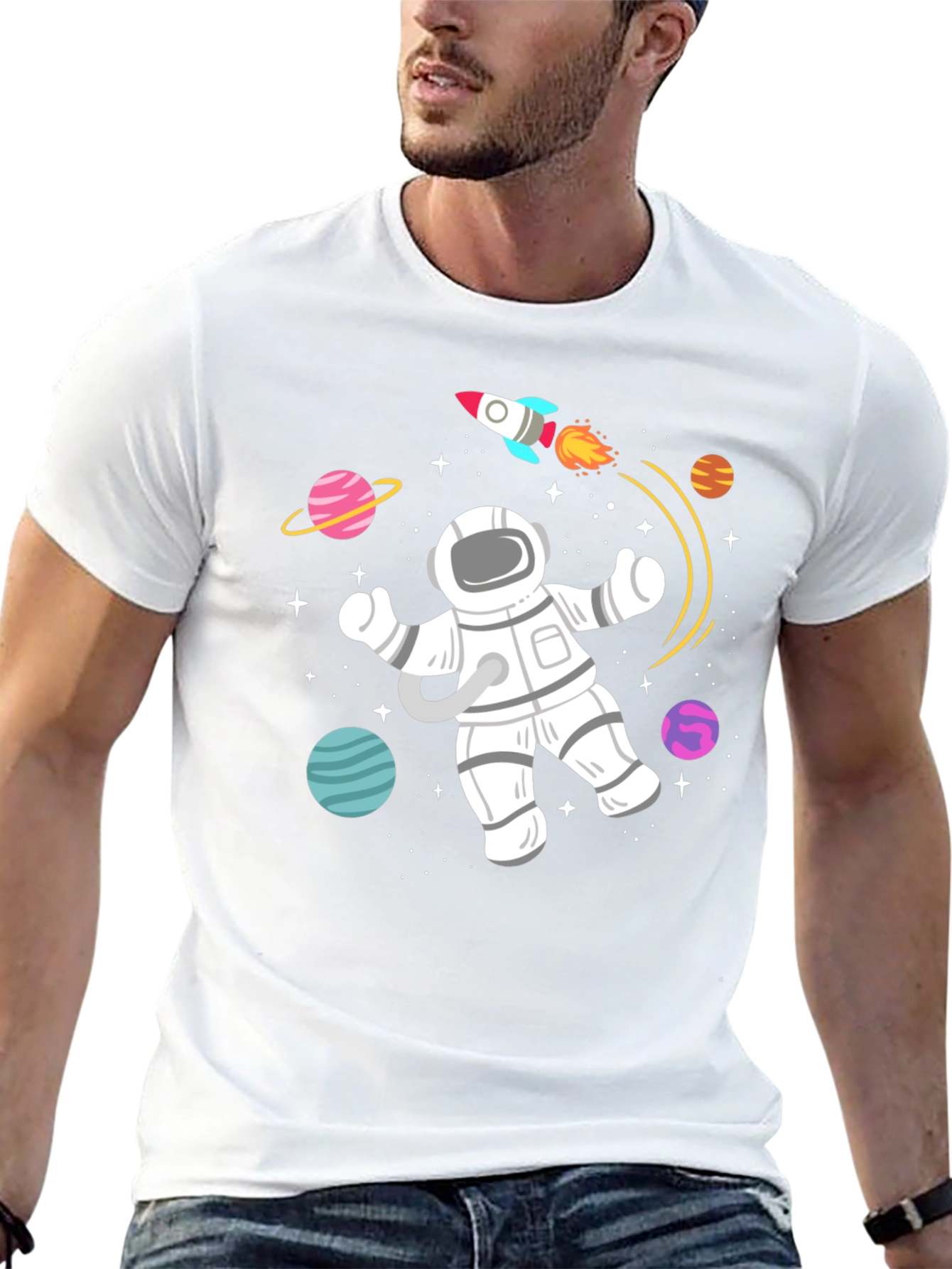 Space Explorer T-Shirt - Astronaut & Rocket Design