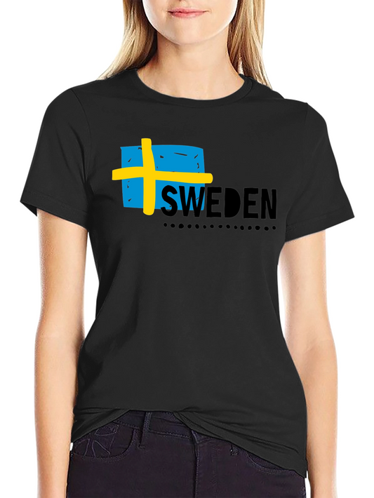 Sweden Flag Graphic Black T-Shirt