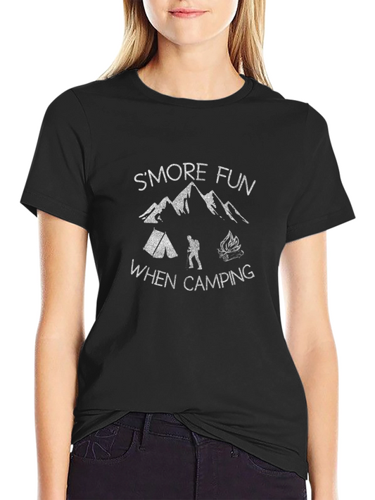 Smore Fun Camping Graphic Tee - Black Cotton T-Shirt