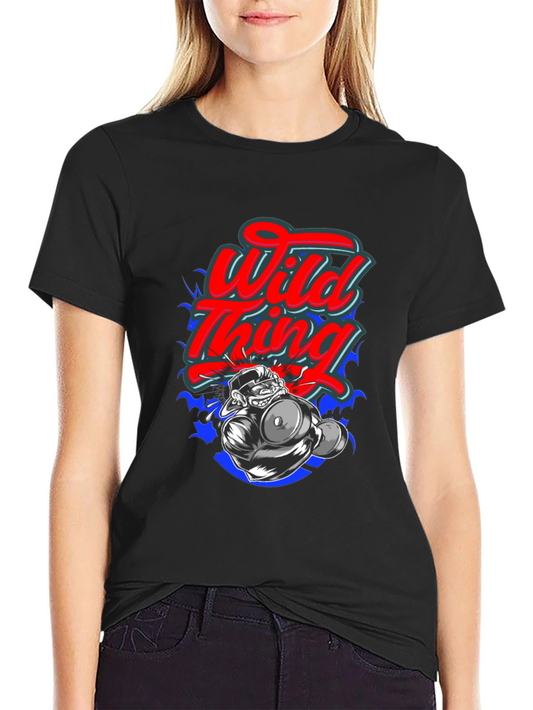 Wild Thing Cartoon Graphic Black T-Shirt