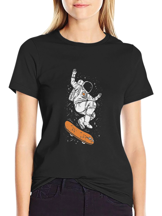 Astronaut Skateboard Graphic Tee - Cool Space Design
