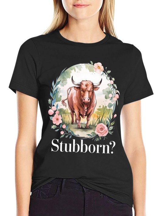 Stubborn Bull Floral T-Shirt - Trendy Graphic Tee