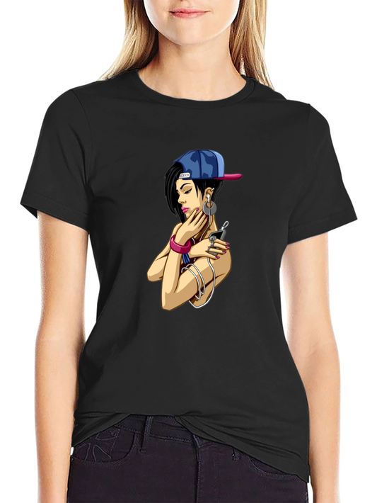 Urban Style Graphic Tee - Girl with Headphones