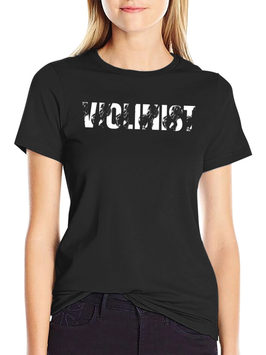Violinist Graphic T-Shirt - Black Crew Neck Tee