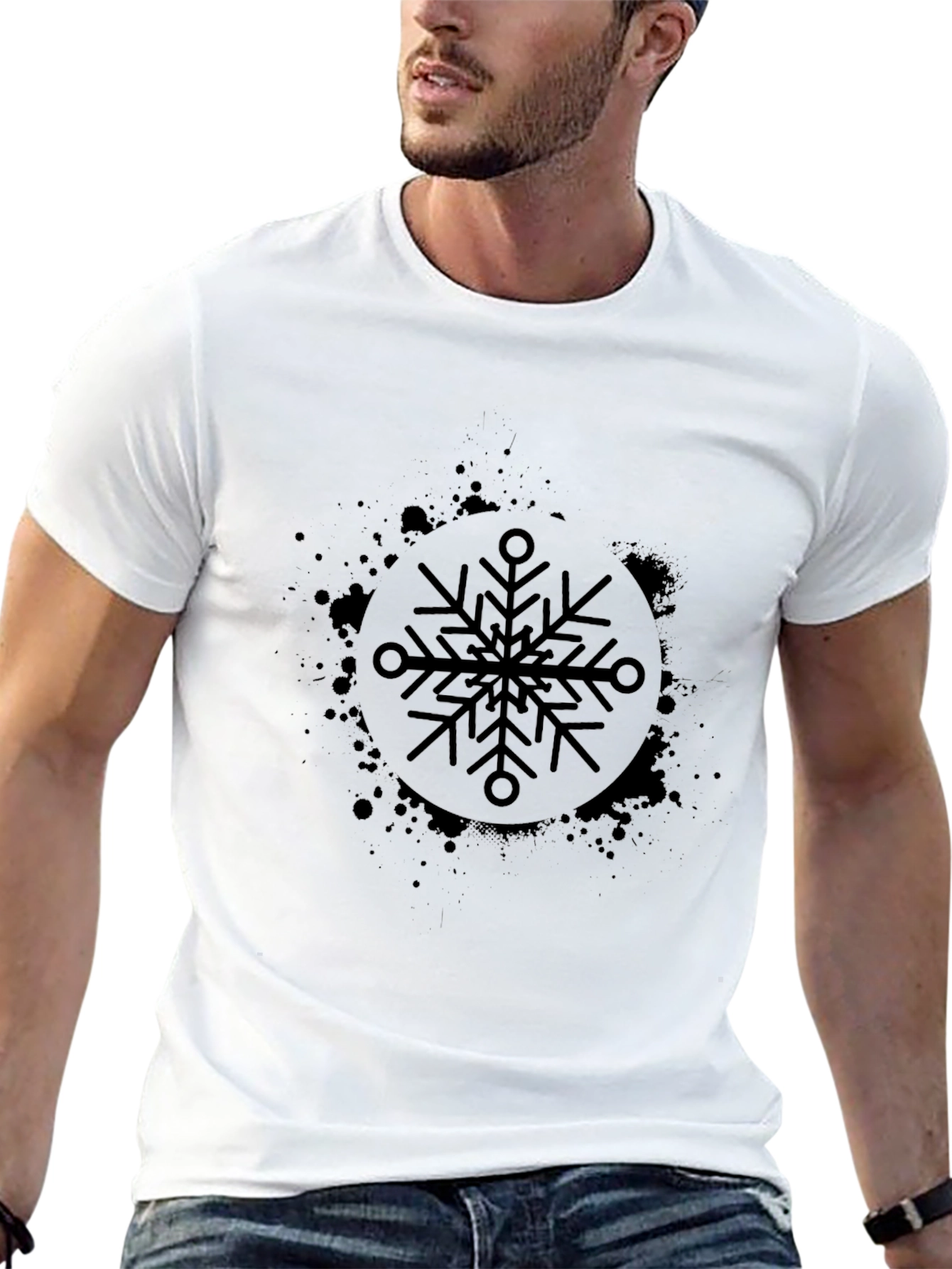 Black Snowflake Graphic Tee - Stylish & Unique Design