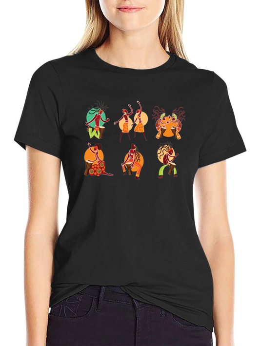 Tribal Drummer Graphic Black T-Shirt