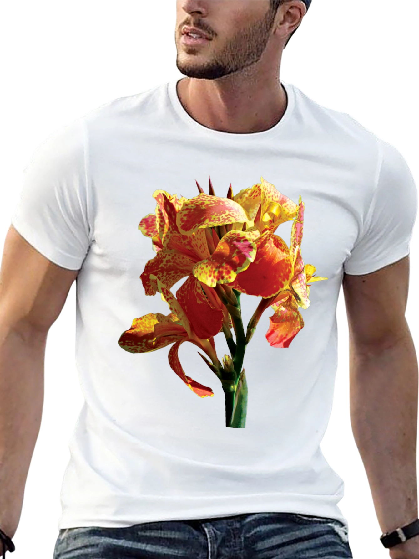 Tropical Flower Graphic Tee - Vivid Floral Design