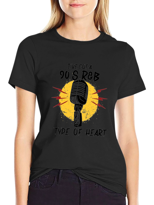 90s R&B Type of Heart Black T-Shirt