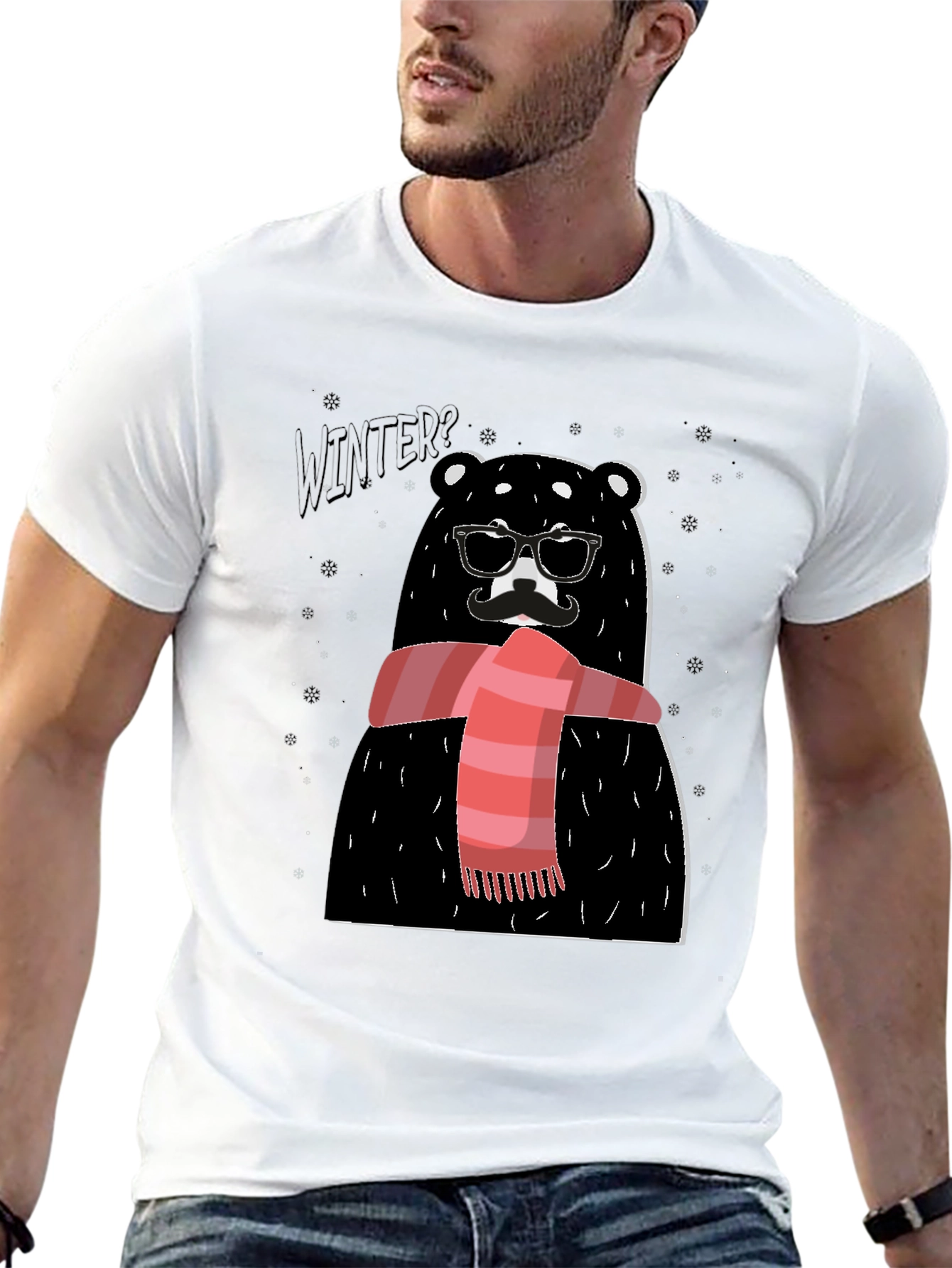 Winter Bear Graphic Tee - Stylish Holiday Design