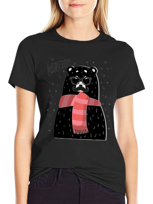 Winter Bear Graphic Tee - Stylish Holiday Design