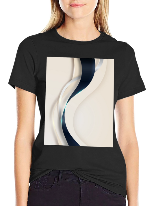 Stylish Black T-Shirt with Abstract Wave Design