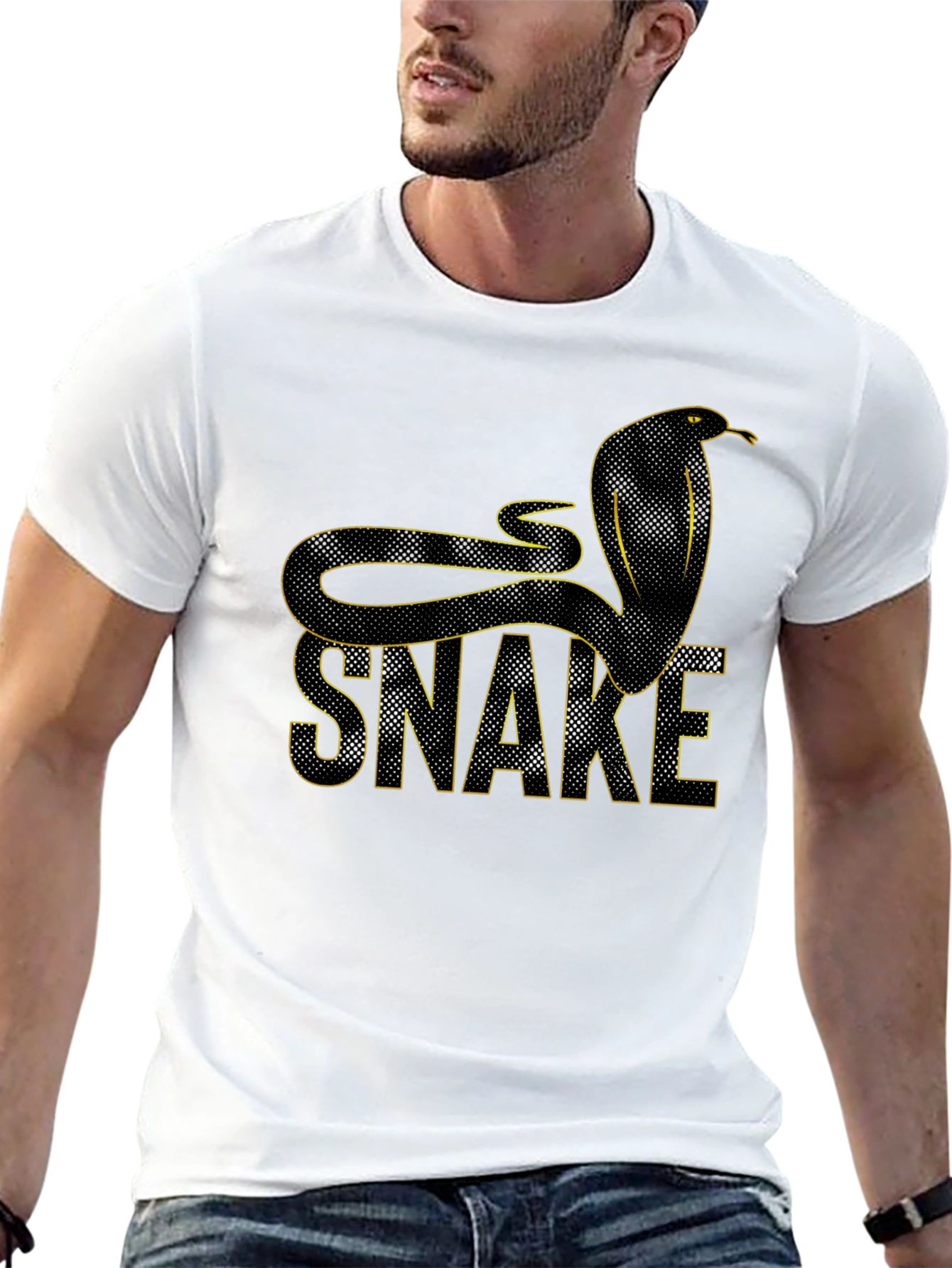 Snake Graphic Tee - Stylish Mens Black T-Shirt