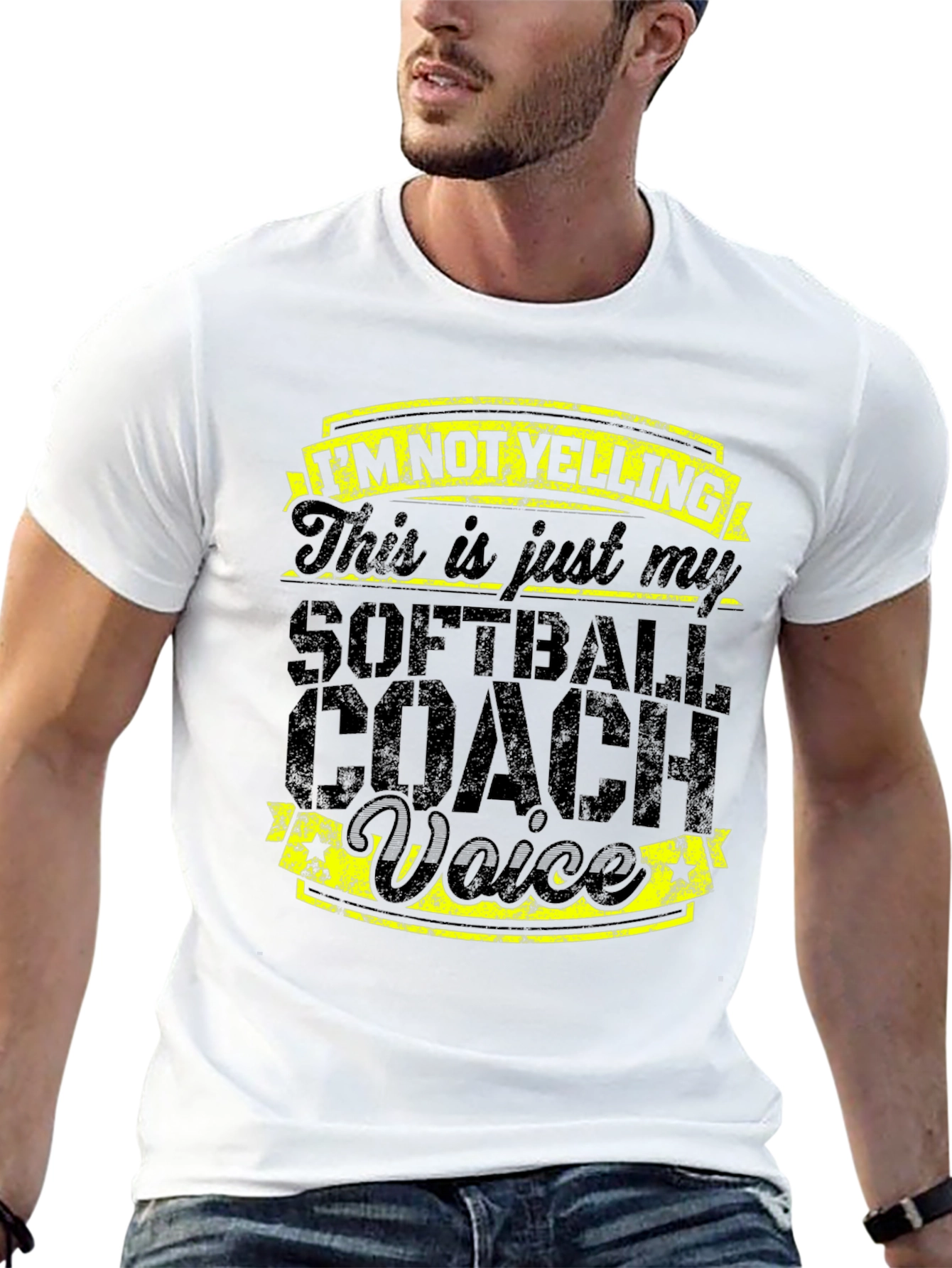 Softball Coach Voice Tee - Novelty Graphic T-Shirt