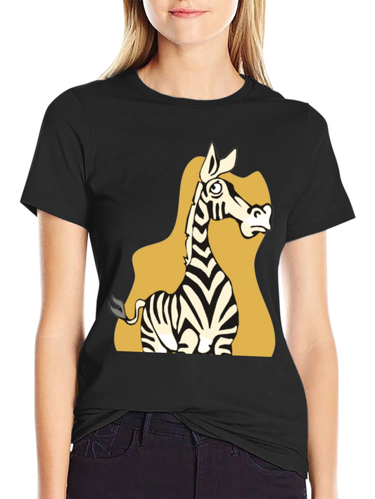 Zebra Cartoon Graphic Tee - Black Unisex T-Shirt