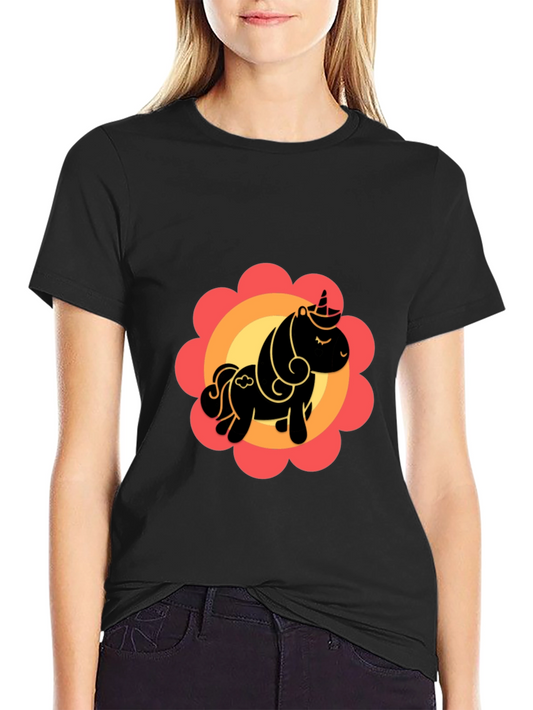 Unicorn Flower Graphic Tee - Mens Black T-Shirt