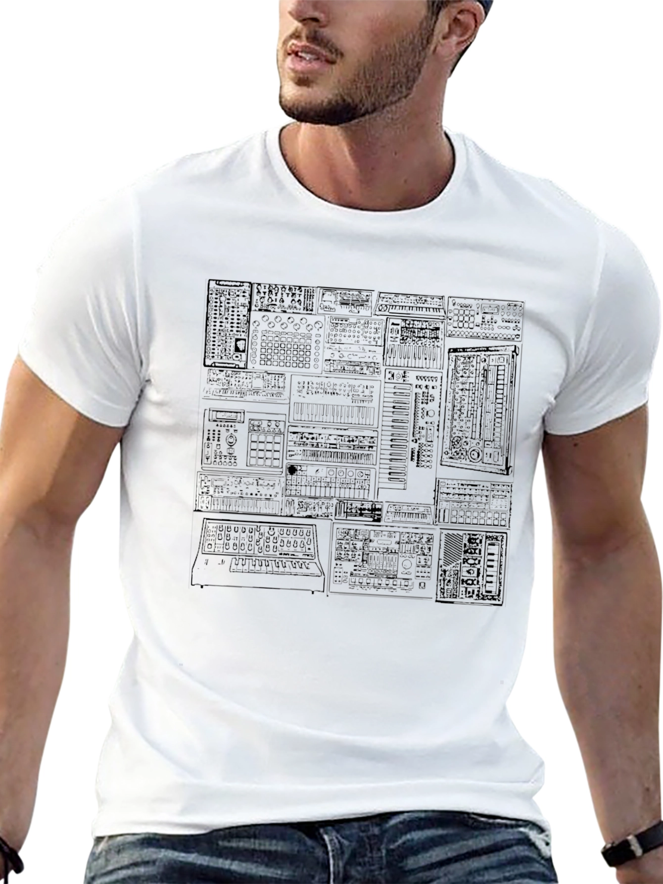 Black Synthesizer Graphic Print T-Shirt