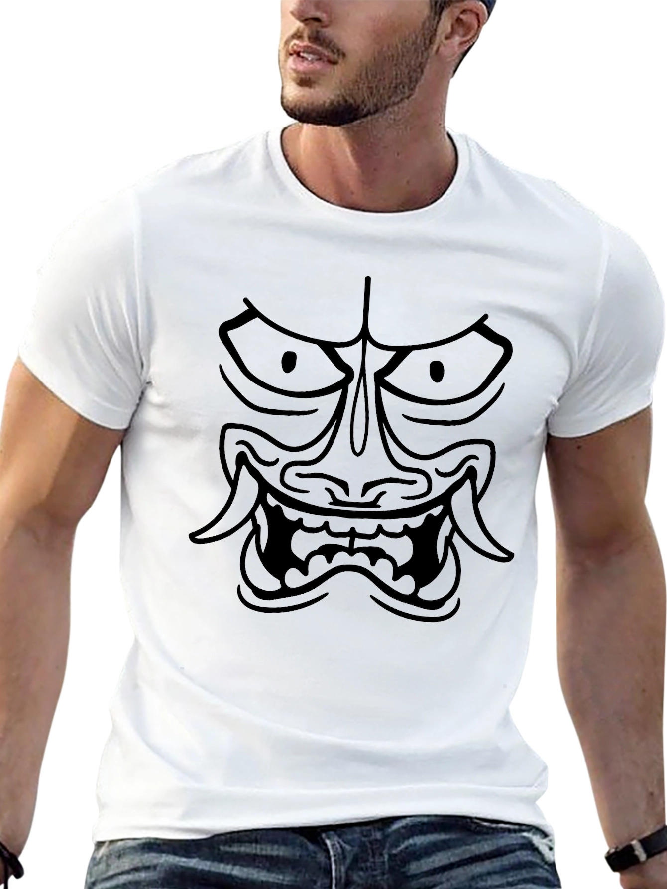 Black Oni Mask Graphic T-Shirt - Urban Streetwear