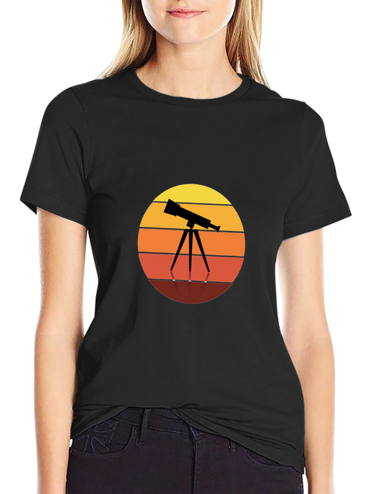 Telescope Sunset Graphic Tee - Astronomy Lovers Shirt