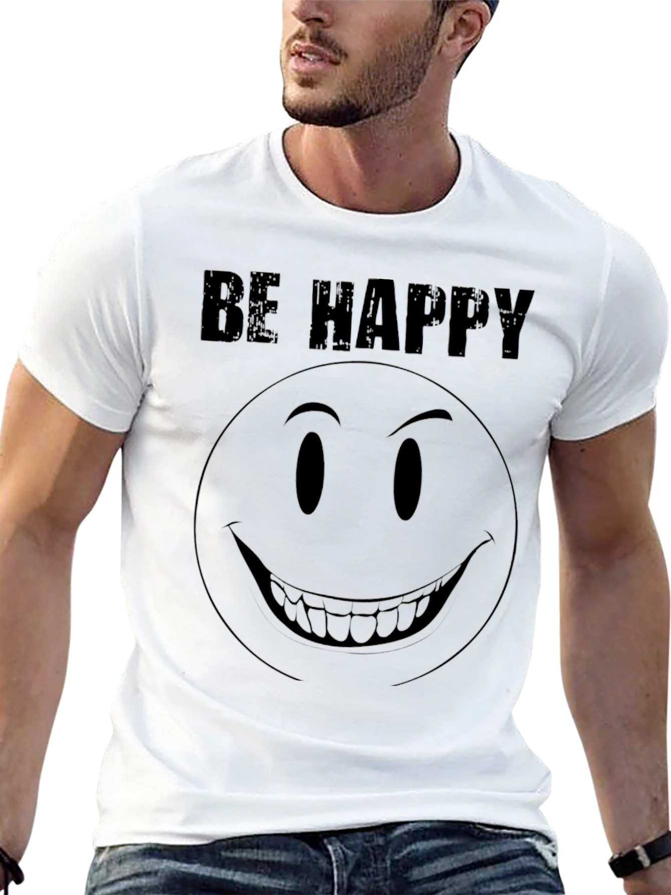 Be Happy Graphic Tee - Creepy Smile T-Shirt