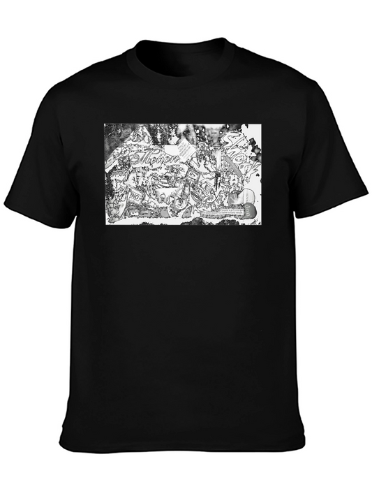 Abstract Collage Print Black Tee