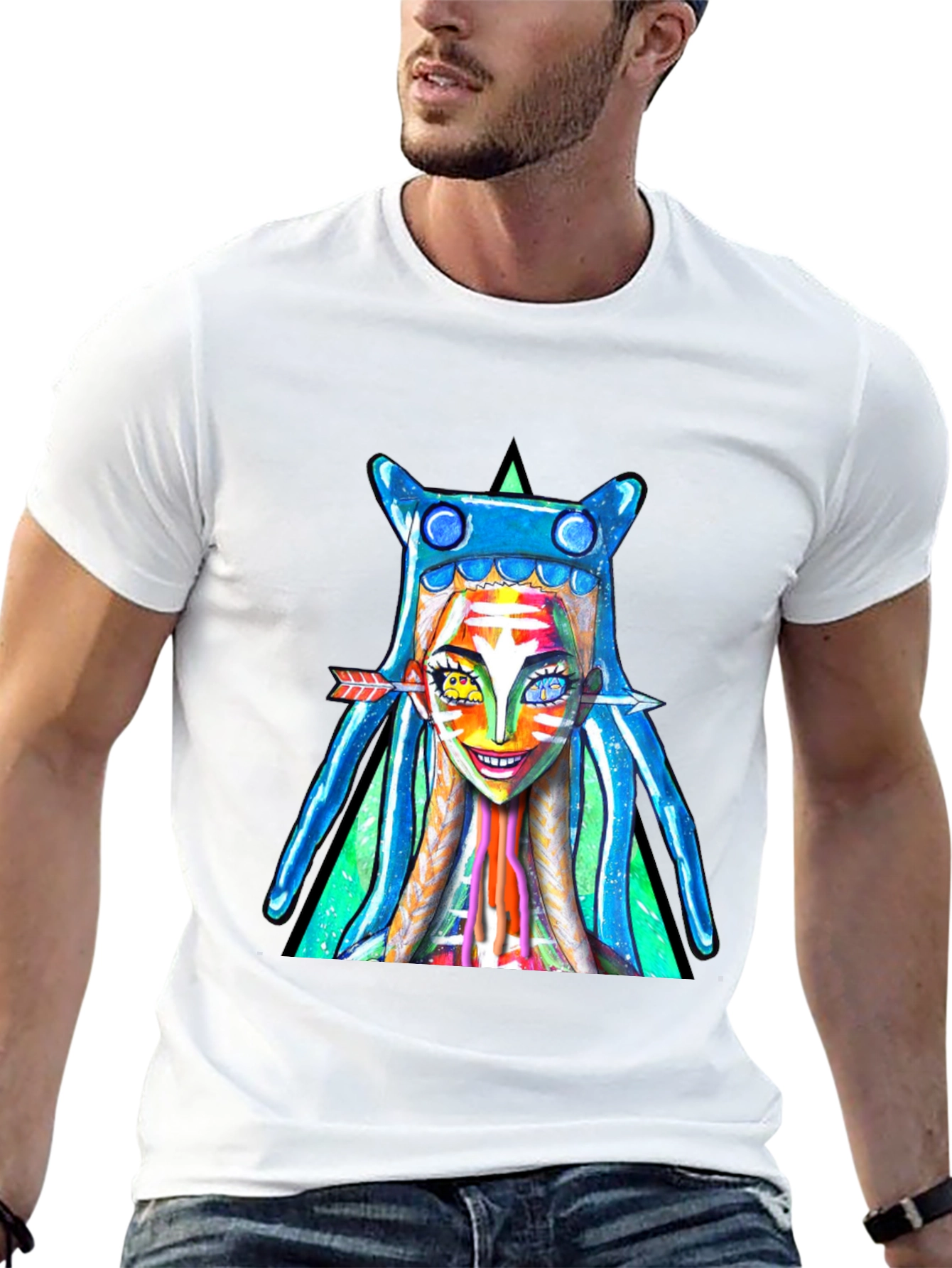 Vibrant Graphic Print Tee - Unique Artistic Design
