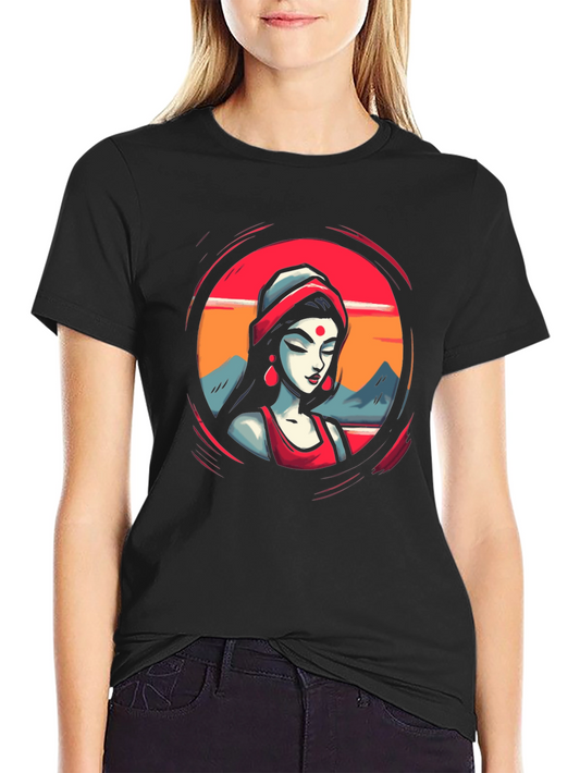 Vibrant Woman Graphic Black T-Shirt