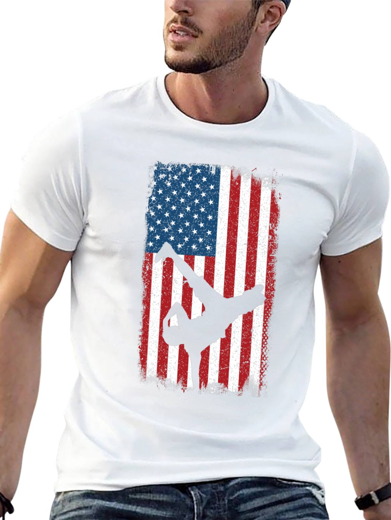 American Flag Breakdancer Graphic Tee