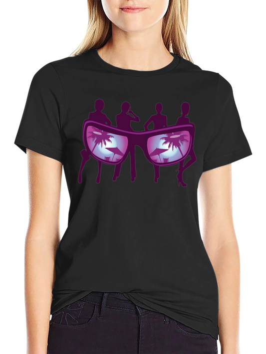Sunglasses Beach Scene T-Shirt - Black