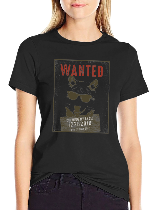 Wanted Dog with Sunglasses Black T-Shirt