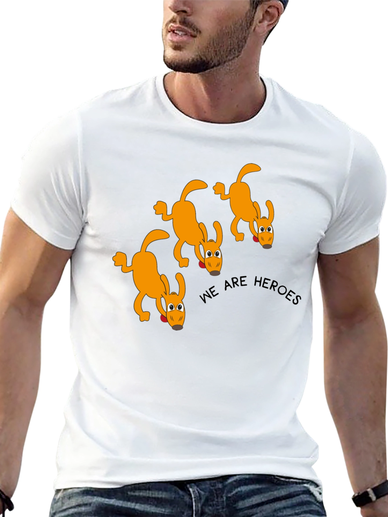 We Are Heroes Dog Graphic Black T-Shirt