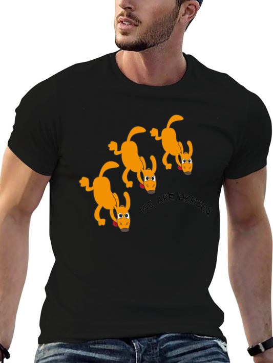 We Are Heroes Dog Graphic Black T-Shirt