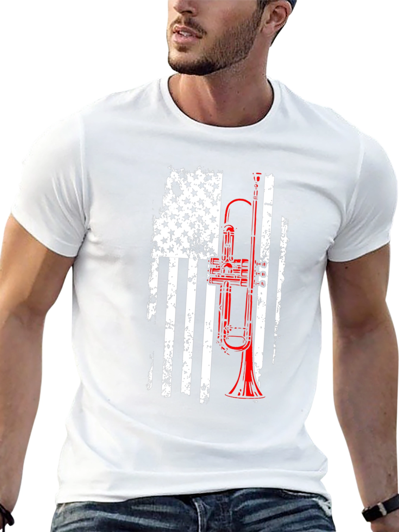 American Flag Trumpet Graphic Tee