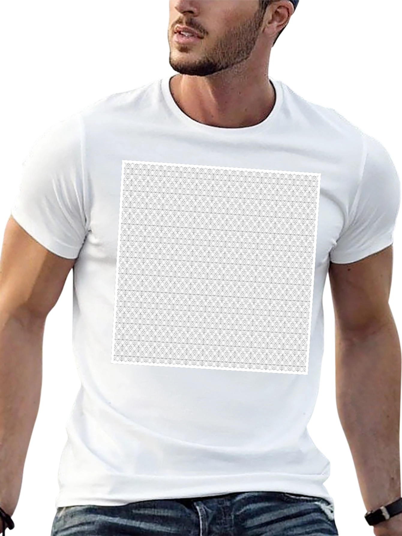 Black Patterned Crew Neck T-Shirt