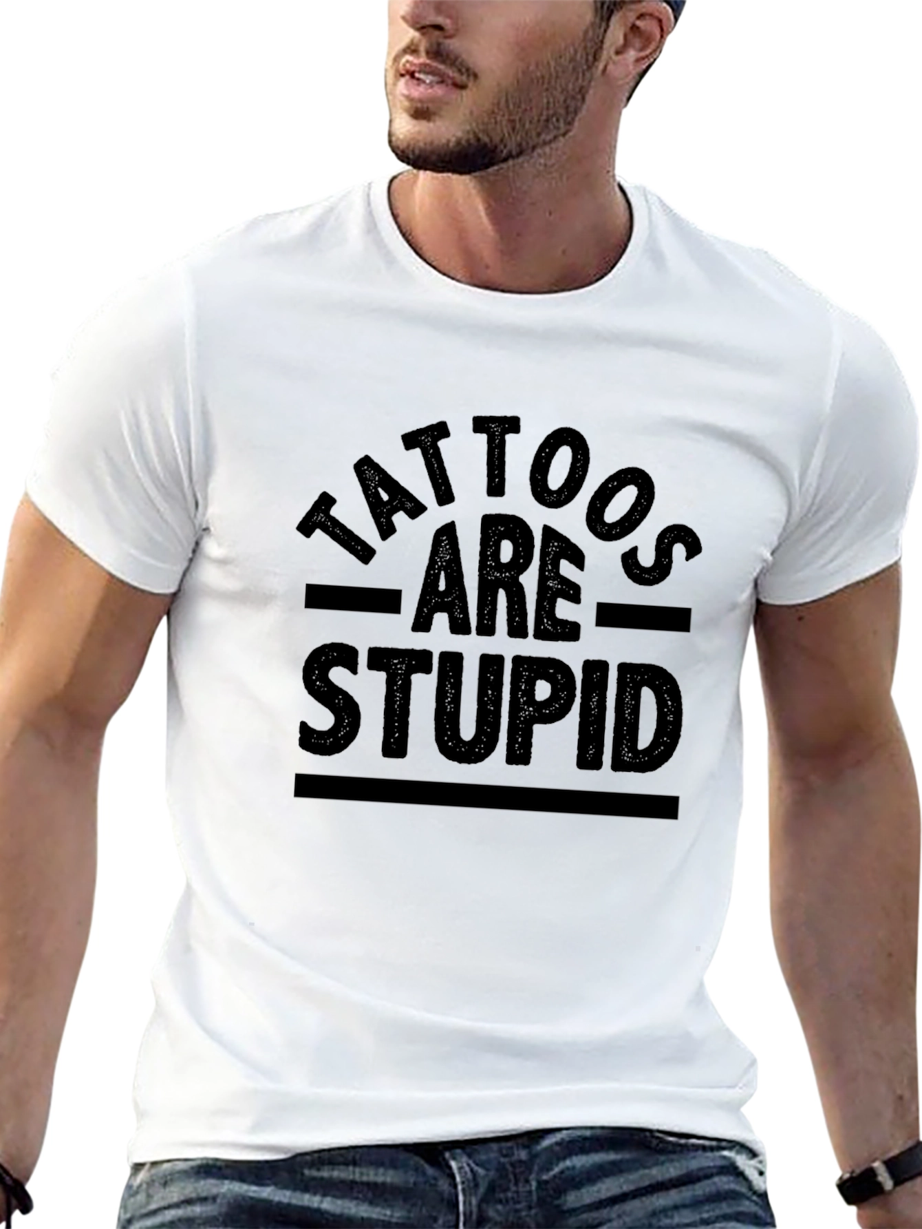 Tattoos Are Stupid Graphic T-Shirt - Bold Statement Tee