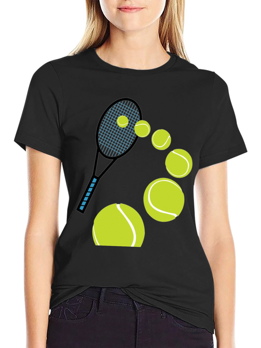 Tennis Racket & Balls Graphic Tee - Casual Cool Style