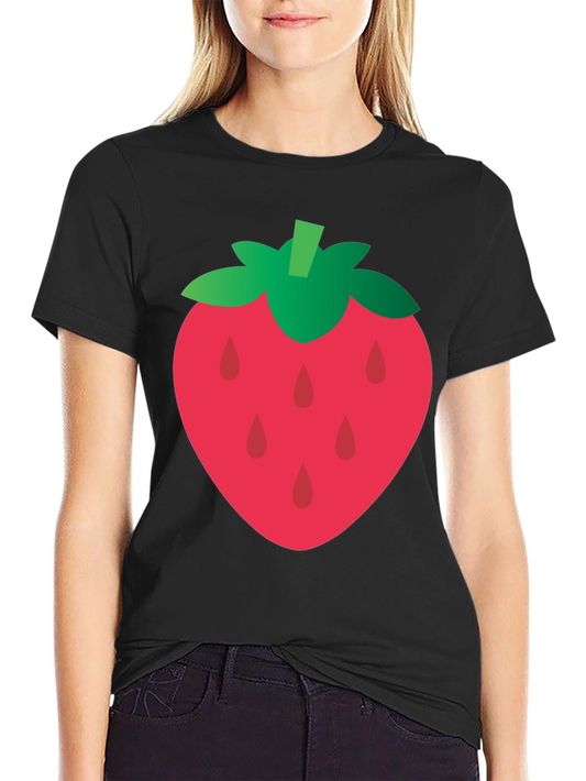 Strawberry Graphic Tee - Casual Black T-Shirt