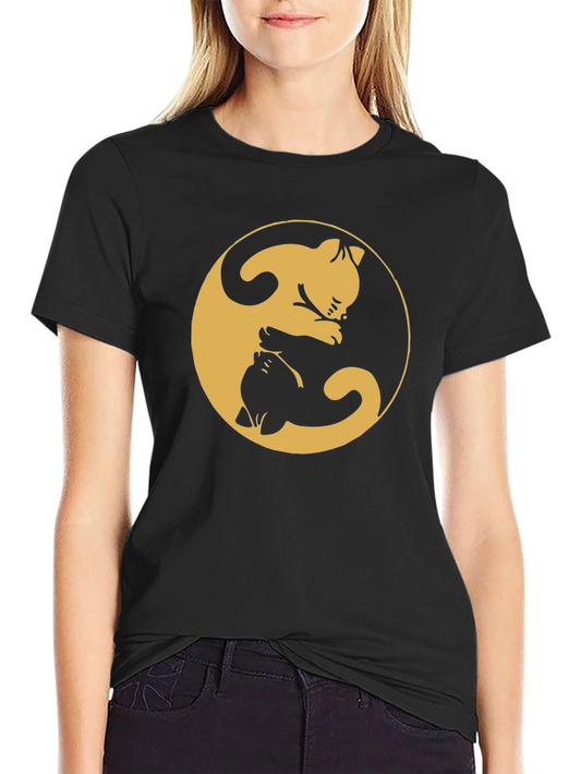 Yin Yang Cats Graphic Tee - Balance & Harmony Shirt