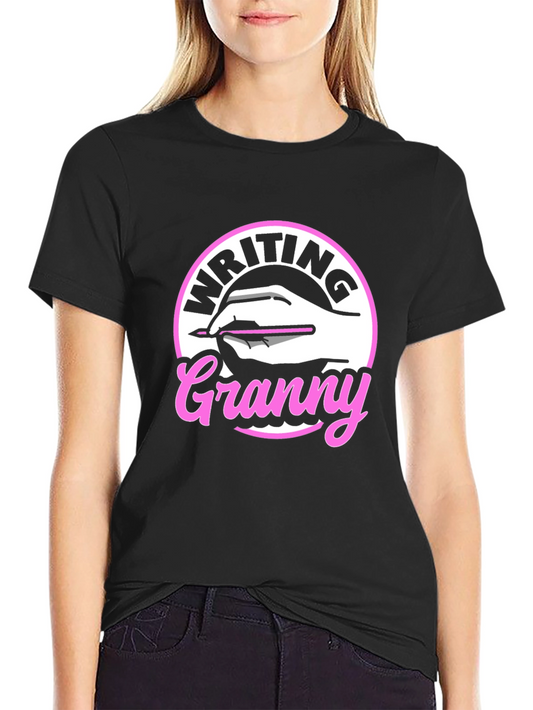 Writing Granny Graphic Tee - Black T-Shirt