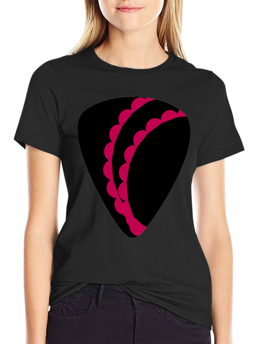 Unique Graphic Tee - Black with Pink Design