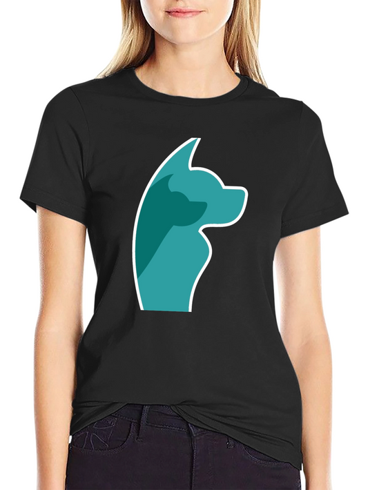 Stylish Black Tee with Teal Dog Graphic