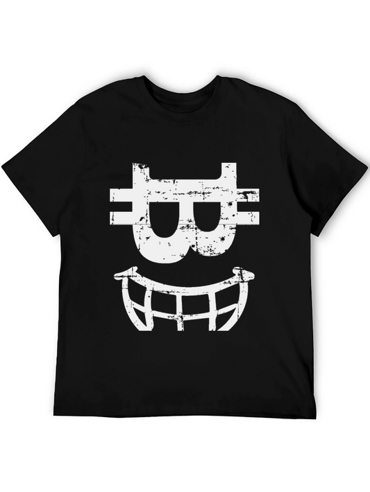Bitcoin Smile Graphic Tee - Black Cotton Blend